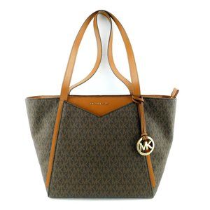 MICHAEL KORS Signature MK Logo Brown Shopper Tote Shoulder Bag
